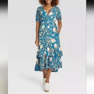 Knox Rose Blue Floral A-Line Skirt